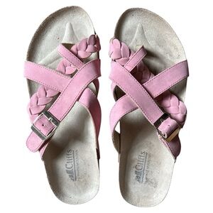 Cliffs White Mountain Women's Pink Braided Footbed Sandals Size 8W‎ Comfort